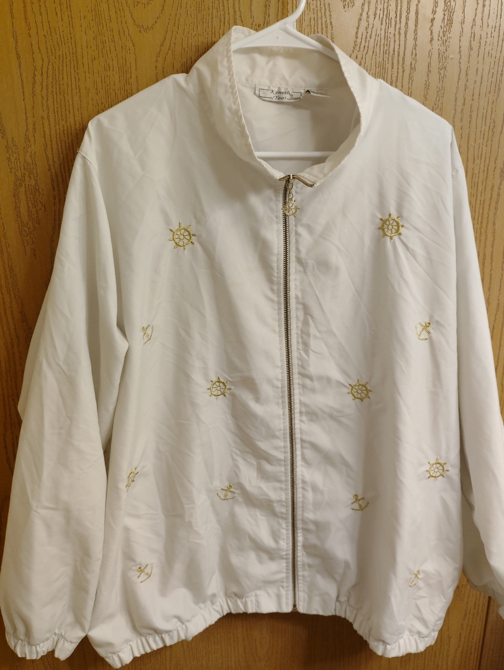 White Embroidered Nautical Bomber Jacket